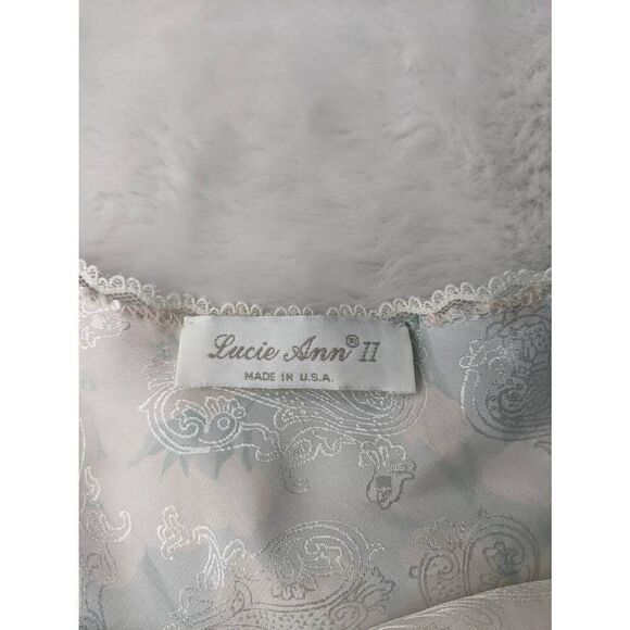 Vintage Lucie Ann Pastel Pink Blue Floral Robe Short Lace Kimono and Nightgown s - Picture 11 of 16